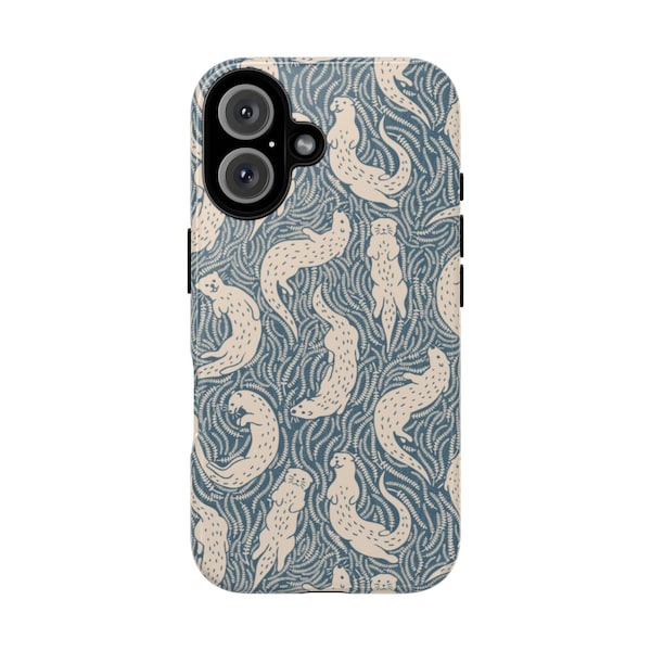 Speels otterpatroon Gepersonaliseerde telefoonhoes Stevige beschermhoes voor iPhone 17 16 15 14 13 12 Air Pro Max Samsung S25 S24 S22 Ultra