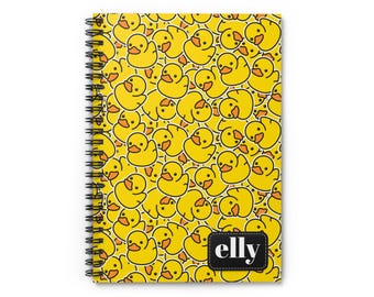 Personalized Rubber Duck Spiral Notebook | Custom Name Journal