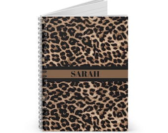Leopard Print Personalisiertes Notizbuch, Monogramm Spiral Journal