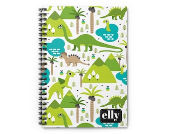 Personalized Dinosaur Pattern Notebook | Custom Ruled Journal