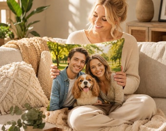 Personalized Cotton Pillow Two Photos Custom Double sided Photo Cushion Cover Decorative Throw Pillows