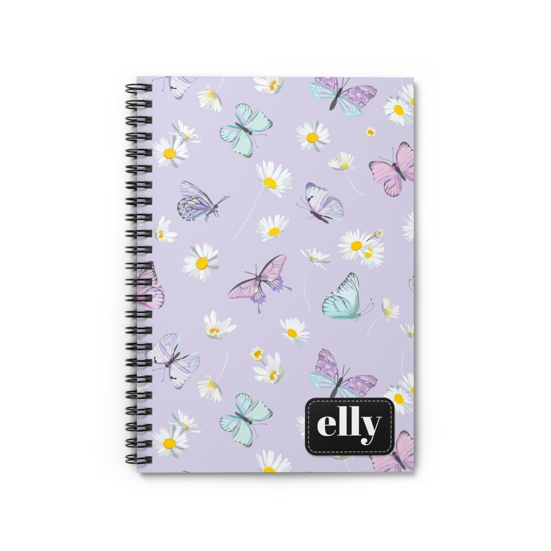 Butterfly Daisy Pattern Spiral Notebook | Personalized Ruled Journal - Etsy