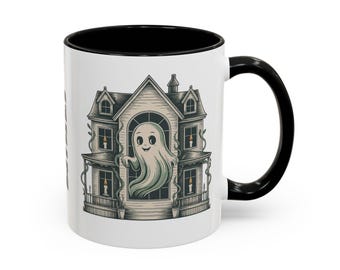 Haunted House Ghost Coffee Mug | Spooky Halloween Accent Mug
