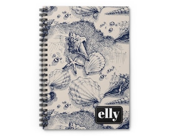 Seashells Sketch Spiral Notebook | Personalized Lined Journal
