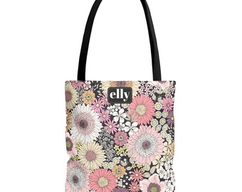 Personalized Pink Floral Tote Bag | Vintage Ditsy Print