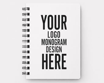Custom Logo Spiral Notebook, Personalized Monogram Journal, Blank Cover Design, 5x7 Lined Journal, Business Gift, Custom Notebook