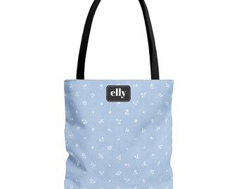 Personalized White Floral Tote Bag, Custom Everyday Essential