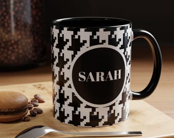 Houndstooth Accent Mug 11oz or 15oz | Pattern Coffee Mug