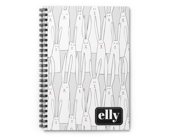 Bunny Pattern Spiral Notebook | Personalized Ruled Journal