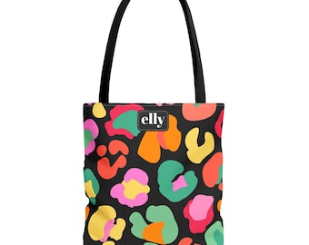Personalized Colorful Leopard Print Tote Bag | Abstract Animal Design