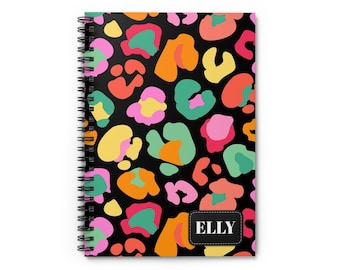 Spiralblock mit Leopardenmuster - personalisiert | Personalisiertes Name Monogramm Papier