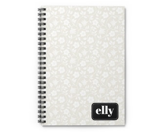 Personalized Floral Damask Notebook spiral notebook | Custom Name Monogram Patch Journal