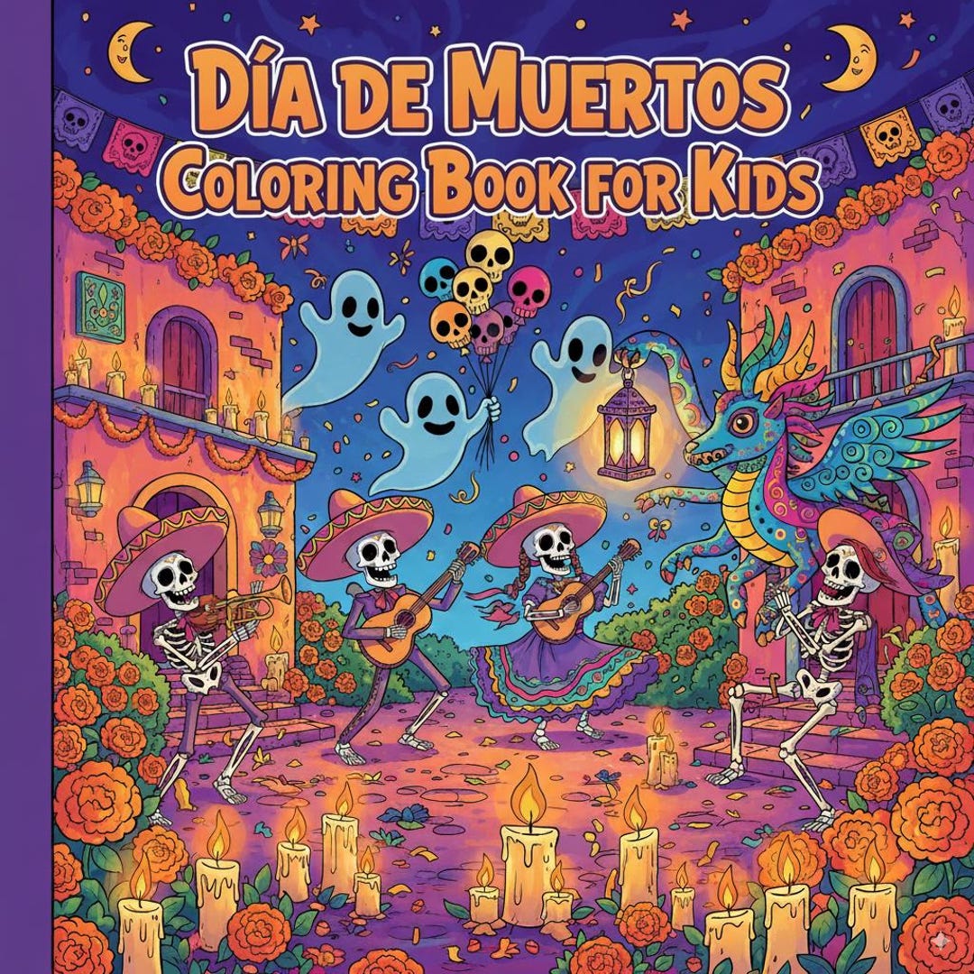 Kids Coloring Book – Día De Muertos - Etsy