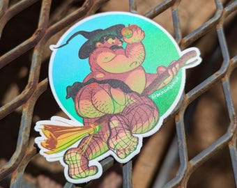 Brujo Bear Vinyl Sticker: Spooky Witchy Art