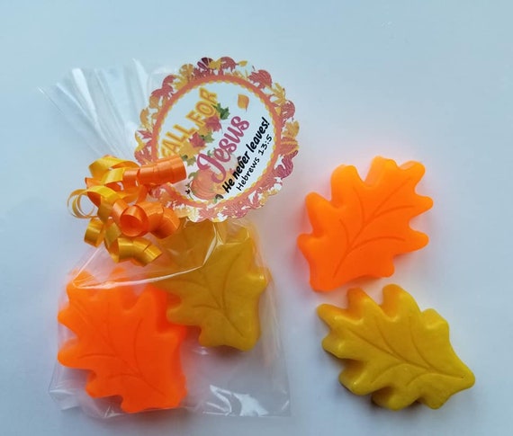 20 LEAVES SOAP {Favors} - Sunday School Class Favor, Fall For Jesus He Never Leaves, Church / Christian Favor, Autumn / Fall / Rustic Favors Il_570xn
