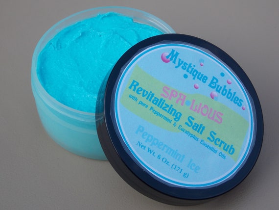 BODY SALT SCRUB - 8 Oz. {Peppermint Ice} - Foot Scrub - Body Scrub - Peppermint Essential Oil - Moisturizing / Exfoliating Salt Scrub Il_570xn
