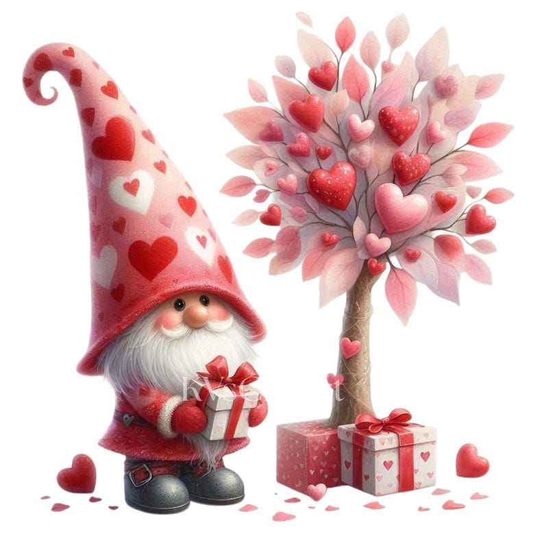 Valentine Gnome Clipart, 14 PNG Romantic Love Gnome Bundle, Cute ...