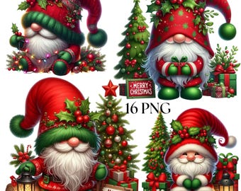 Christmas Gnome Watercolor Clipart Bundle (PNG) - Etsy