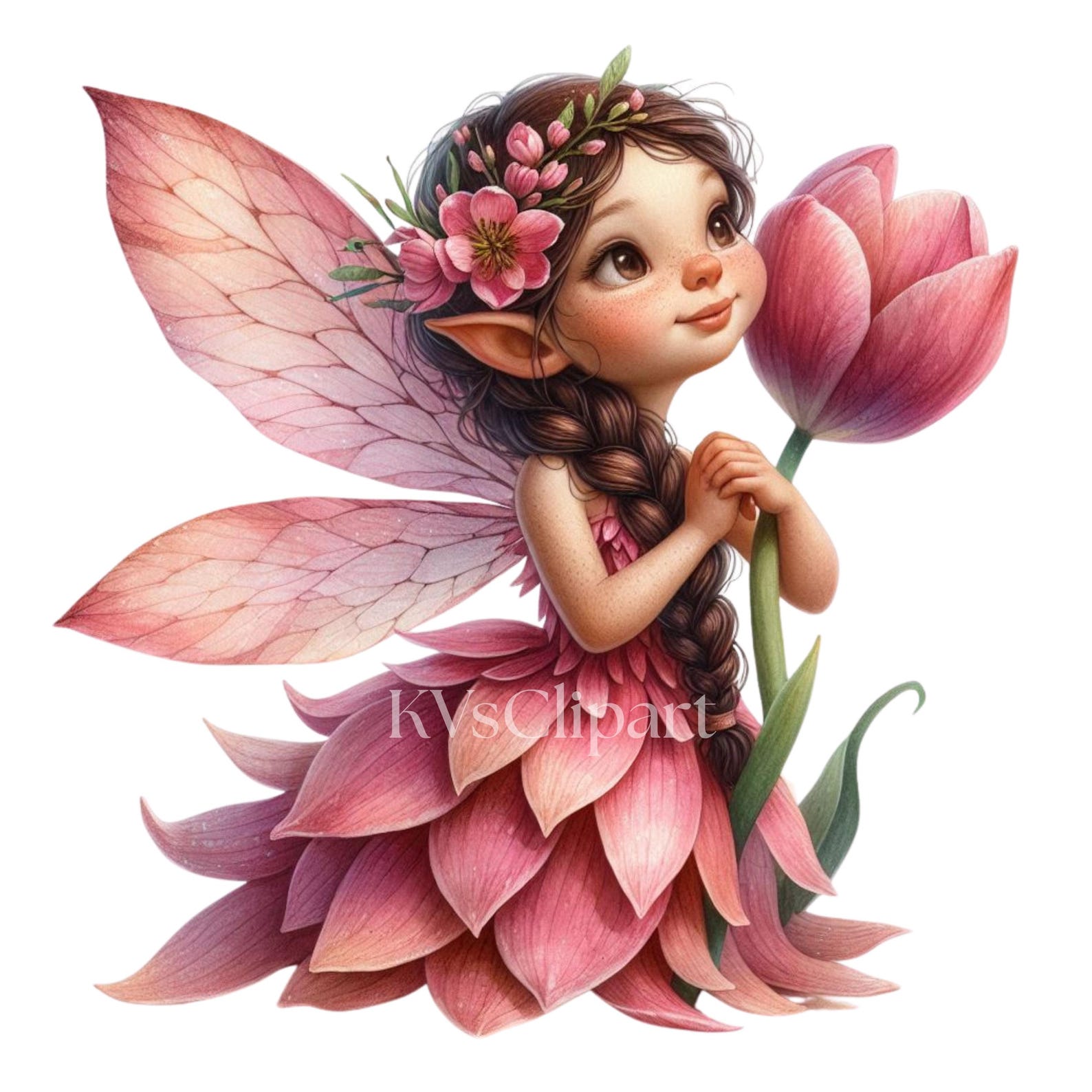 Pink Tulip Floral Fairy Clipart, 14 PNG Magical Garden Fairy ...