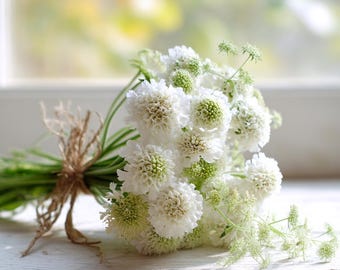 Snowmaiden Scabiosa 50 Seeds | Elegant White Pincushion Flowers for Gardens & Bouquets