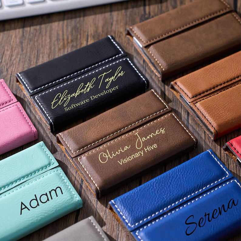 Personalized Business Card Case Leather Business Card Holder Engraved 