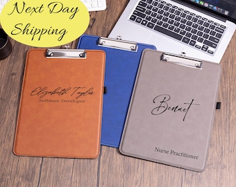 Personalized Leather Name Clipboard for Coach, Baseball Coach Leather Clipboard, Nurse Clipboard, Teacher Clipboard, Company Logo Clipboard