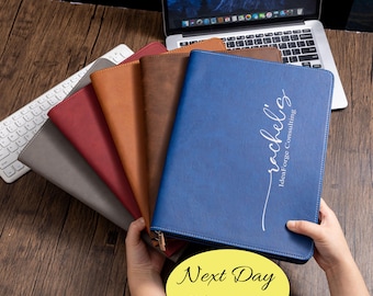 Leather Padfolio with Zipper, Custom Portfolio with zipper, Personalized Business Portfolio, Vegan Leather, Gift for her, Best gift,Dad gift