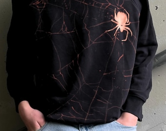 Oversized Bleached Graphic Sweatshirt | Hand Bleach Dye | Grunge Y2K Streetwear | Unisex Sweatshirt