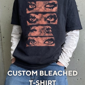 Camiseta personalizada desteñida, camiseta gráfica personalizada, lavado ácido hecho a mano, regalo de camiseta