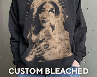 Custom Bleached Hoodie, Personalized Streetwear Clothing, Custom Graphic Sweatshirt, Unique Design
