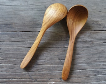 Wooden Soup Spoon, Wooden Spoon, Wood Soup Spoon 6 Inches, Wood Oatmeal Spoon Minimal Wood Utensil Reusable Dinner Meal Size Smooth