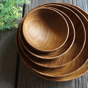Vary Sizes Teak Wood Round Dish Plate Bowl Tableware Serving Fruit Dessert Plate Tray Small Medium Size // 3.5 to 8 inches selection