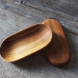 Houten ovaal dienblad 5 inch, decoratief houten dienblad, teakhouten dienblad, ovale houten dienblad, klein houten dienblad, ovaal houten decoratief dienblad