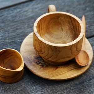 Wooden Coffee Cup Set, Tea Cup Natural Wood Smooth Caffeine Addict Present Drink Nature with our Handcrafted Wooden Coffee Cup