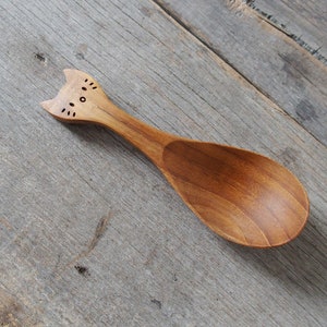 Cat Design Wooden Cutlery, Cat Design Spoon, Cat Lover Gift, Wooden Spoon, Wooden Soup Spoon, Kawai Neko Gift, Woode Kitty Spoon, Teak Wood image 7