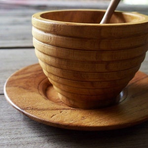 Taza de café de madera de teca con diseño curvo, taza de té, grano de madera Natural, bebida natural con nuestro juego de café de madera hecho a mano imagen 2