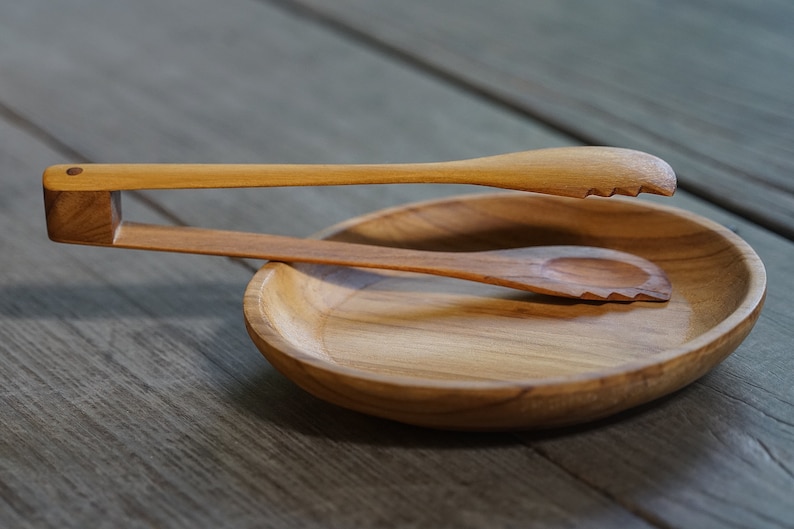 Nature Wooden Tongs Teak Wood Kitchen Accessories Natural image 4