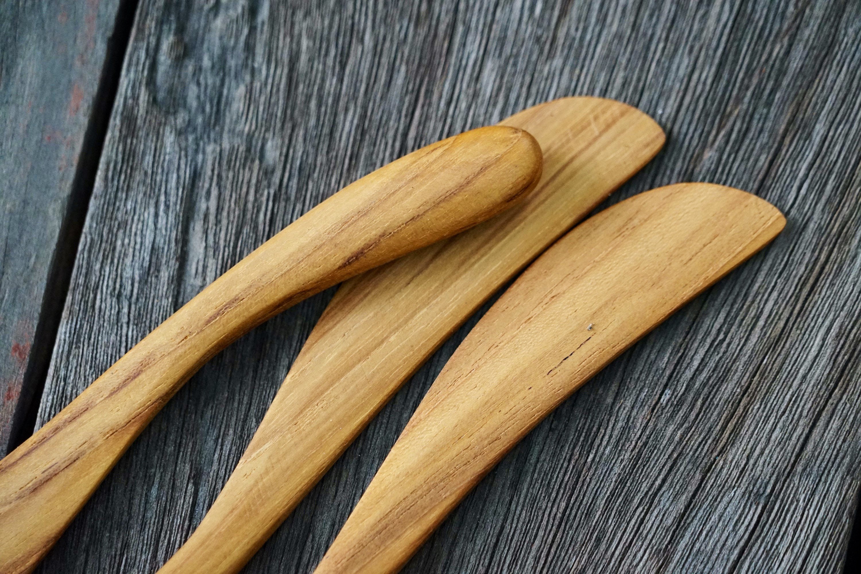Wooden Butter Knife Set of 3 Teak Wood Buttering Knives Etsy UK