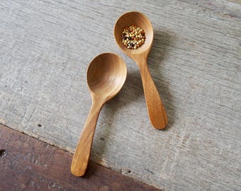 Handmade Teak Mini Spoon, 4.5 Inch Spice Wooden Spoon, Scoop for Salt, Herbs, Tea & Spices