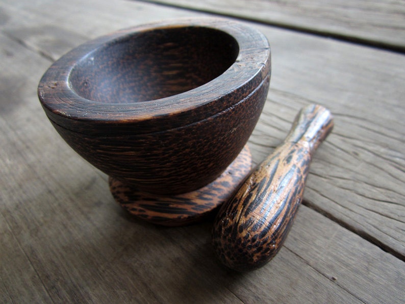 Mini Palm Wood Mortar and Pestle Beautiful Grain With Natural Etsy