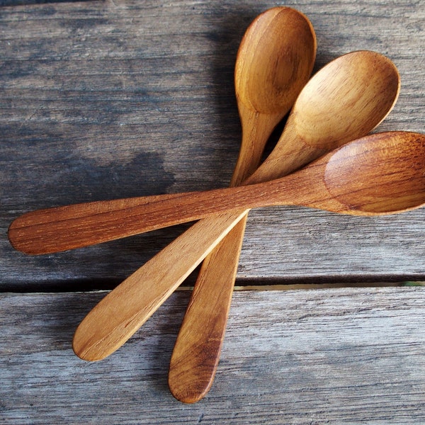 Wooden Tea Spoon, Reusable 5 inches TEAK wood spoon, Wood tea spoon, Wooden Coffee Spoon, Party Small Size Spoon, Wood Wedding Souvenir