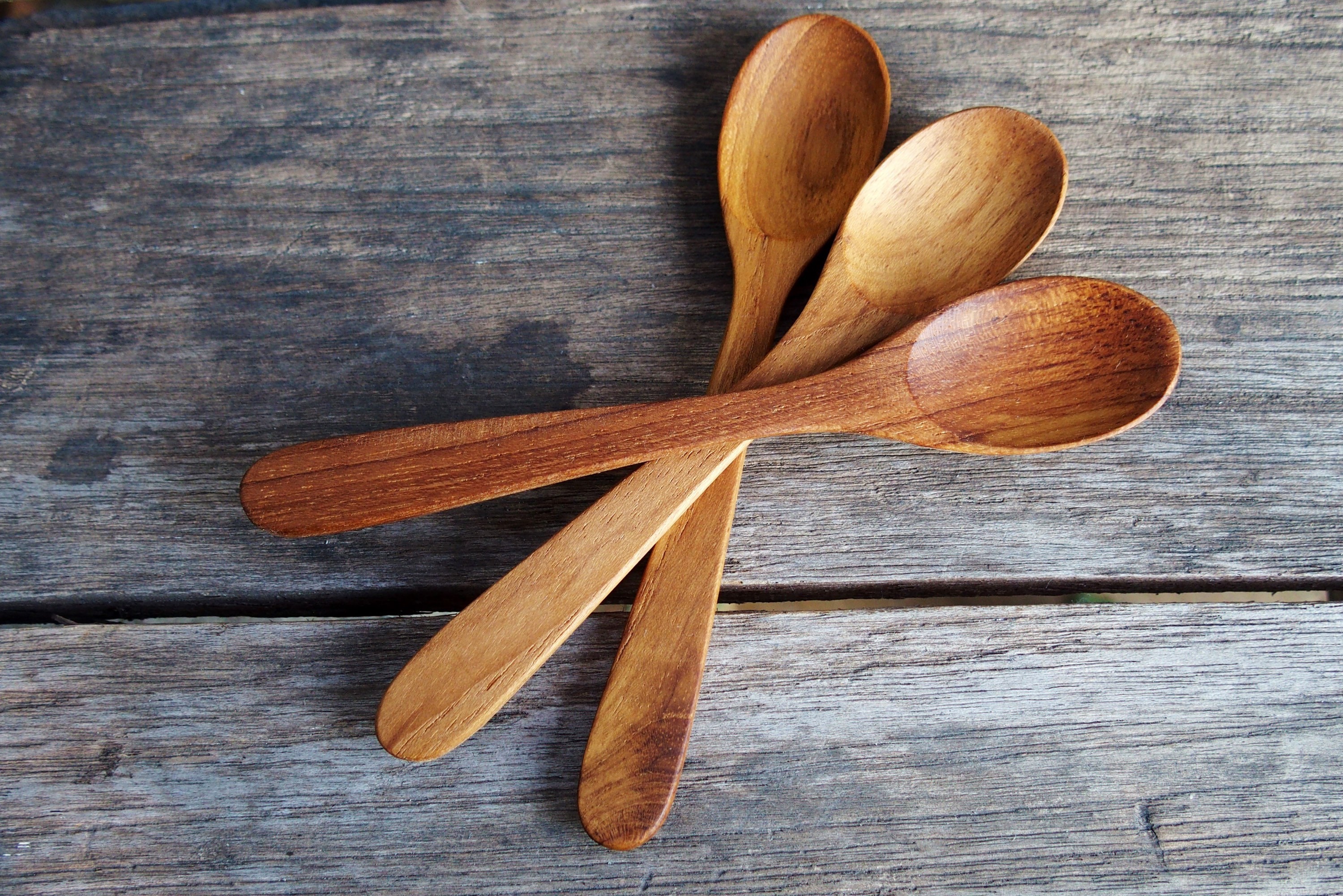 Mr.Woodware 2 Pcs Coffee Spoons Set- 4 In Beech Wooden Measuring Spoon Set  for Tea, Flour, Sugar, Spice, Powder, Bath Salt - Wood Kitchen Tools