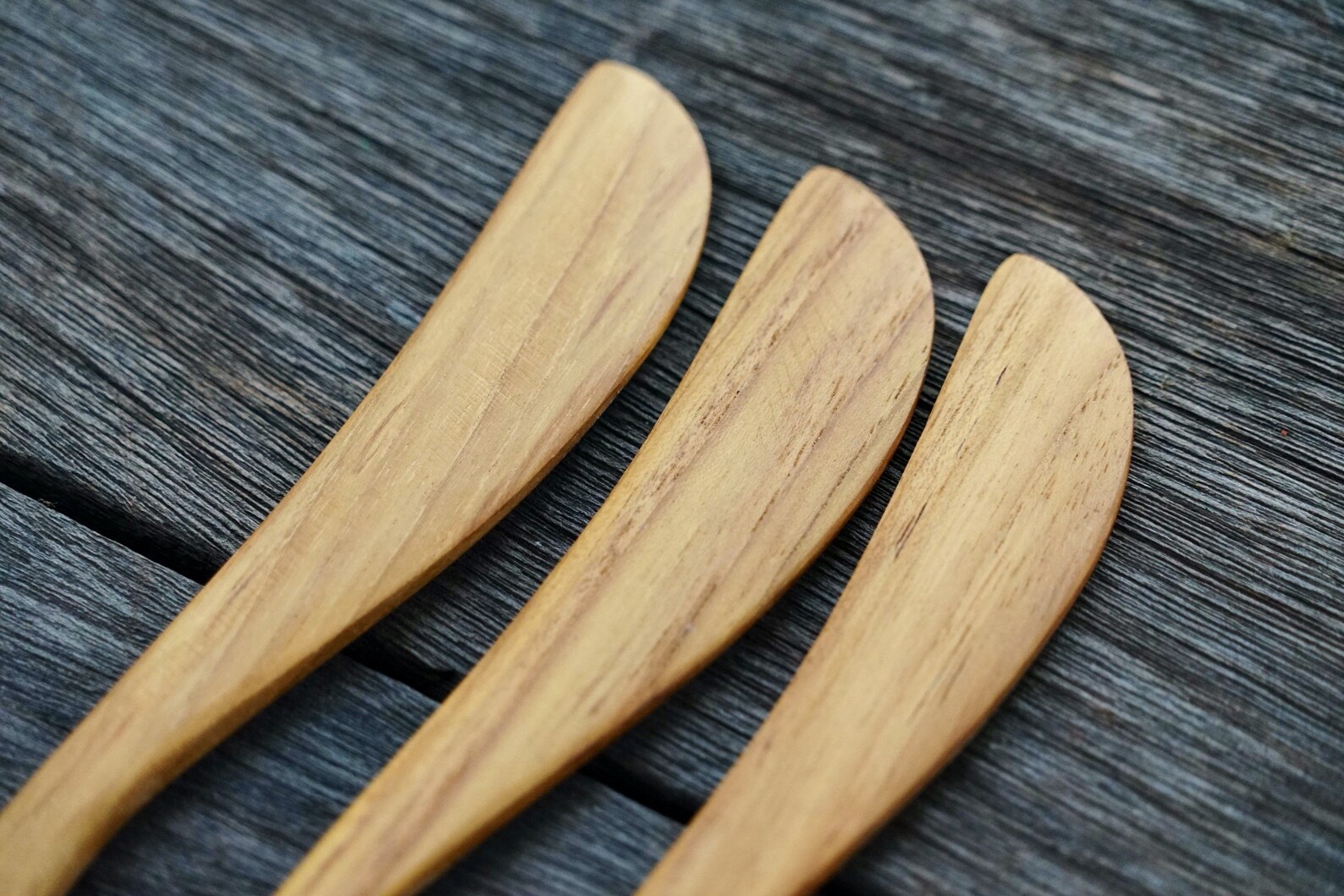 Wood Butter Knife Set of 3 Teak Wood Knife Handmade Butter Etsy