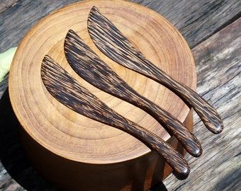 Wooden Butter Knife, Set of 3 Wood Buttering Knives, Palm Wood, kitchen accessories knife simple natural gift, cooking addict lover gift