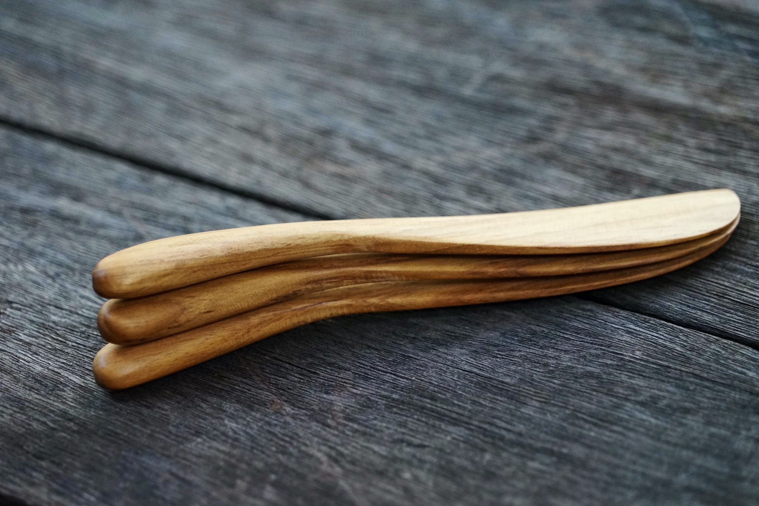 Wood Butter Knife Set of 3 Teak Wood Knife Handmade Butter Etsy