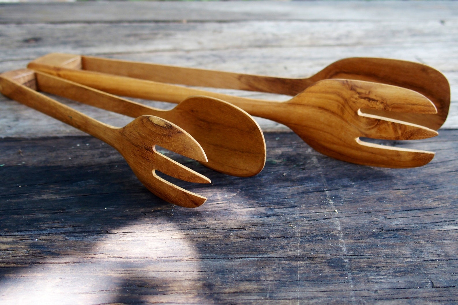 Teak Wood Food Toaster Tongs Wooden Salad BBQ Kitchen Cooking Etsy