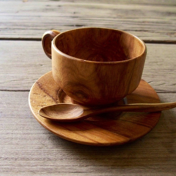 Teak Wood Coffee Cup Tea Cup Natural Wood Smooth Caffeine Addict Present Drink Nature with our Handcrafted wooden coffee set