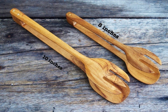 wooden food tongs cooking kitchen tongs