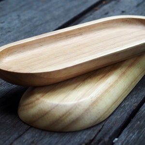 Wooden Tray, Natural Wood Tray, Accessory Wood Tray, Minimal Wood Tray, Minimal Wood Decor Pen Stationary Tray Wood Oval Tray image 2