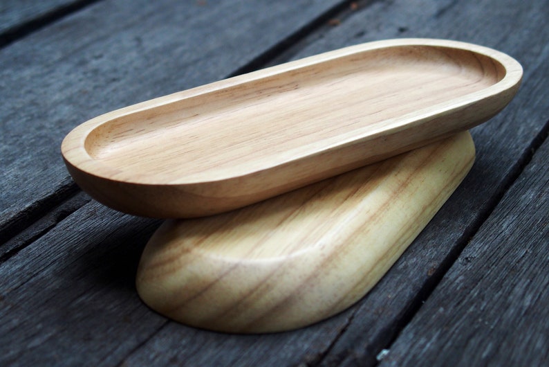 Wooden Tray, Natural Wood Tray, Accessory Wood Tray, Minimal Wood Tray, Minimal Wood Decor Pen Stationary Tray Wood Oval Tray image 2